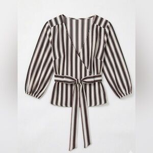 Fashion Nova Curve Striped Wrap Plus - Size Summer Blouse Size 1X NWT